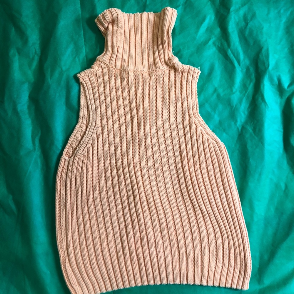 Vintage Pastel Orange Sleeveless Big Turtleneck.